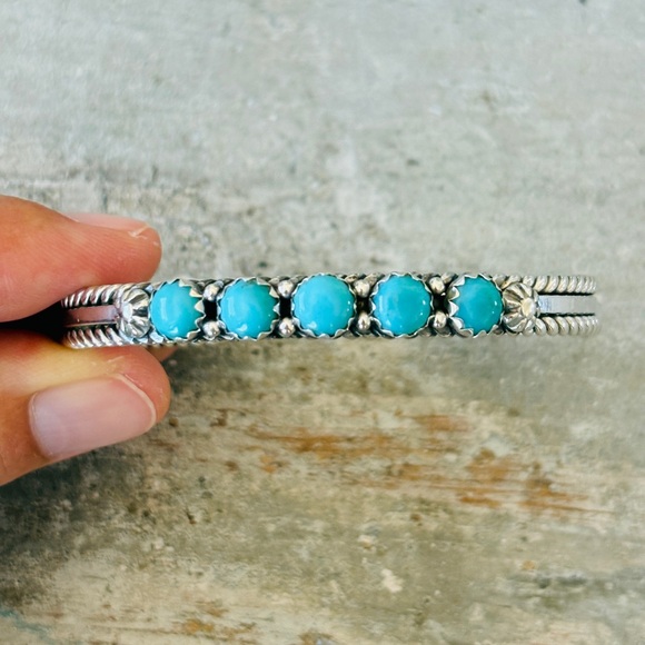 Native American Jewelry - SOLD ♥️ Navajo ♥️ James King Sterling Silver & Turquoise Stacker Cuff